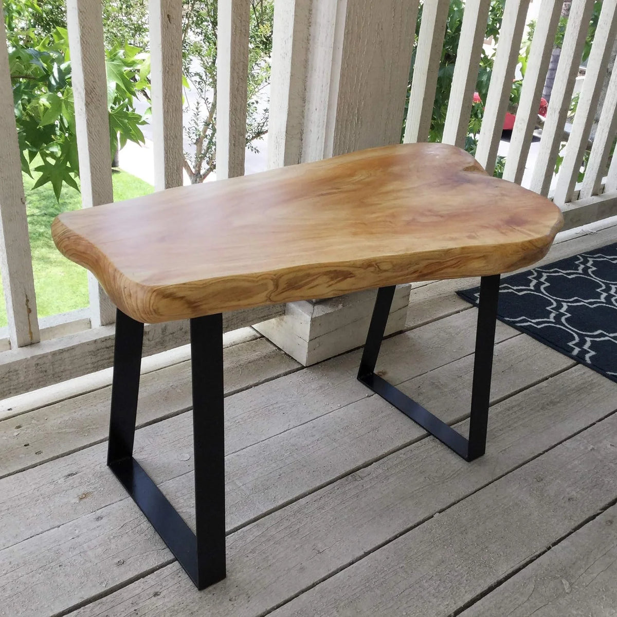 Cedar Wood Stool with Flat Iron Leg R18662