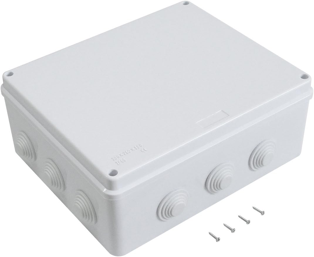White ABS Plastic IP65 Junction Box 11.8 x 9.8 x 4.7 inch Pack of 2 P506
