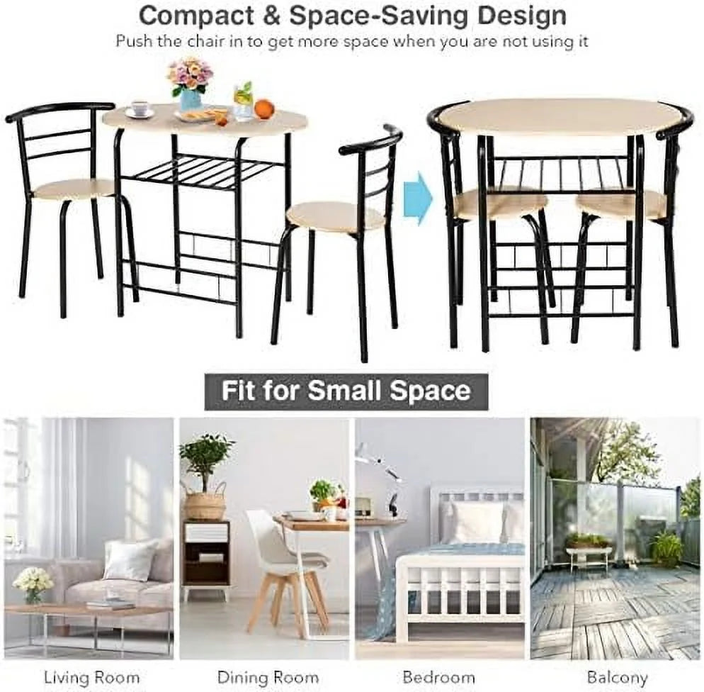 3-Piece Round Dining Set with 2 Chairs P9531