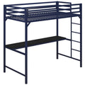Twin Metal Loft Bed with Desk in Blue N98713