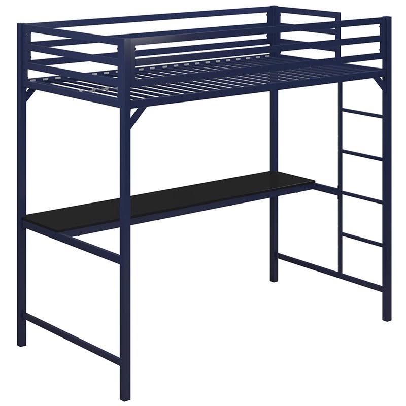 Twin Metal Loft Bed with Desk in Blue N98713