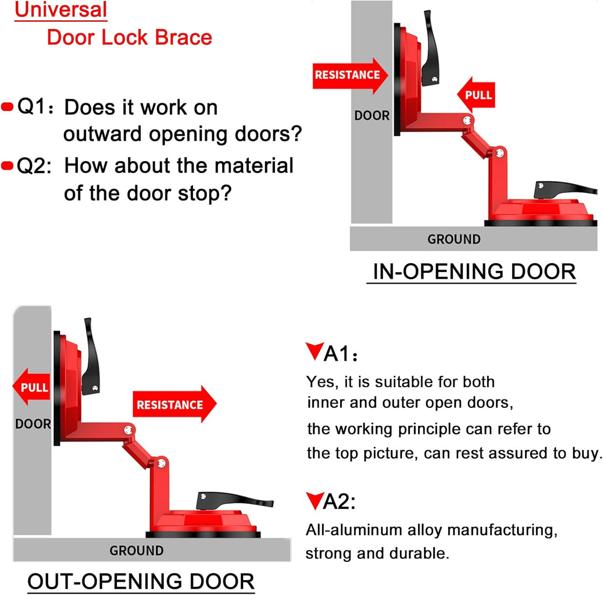 Door Jammer with Metal Die Cast Door Lock Brace L9583