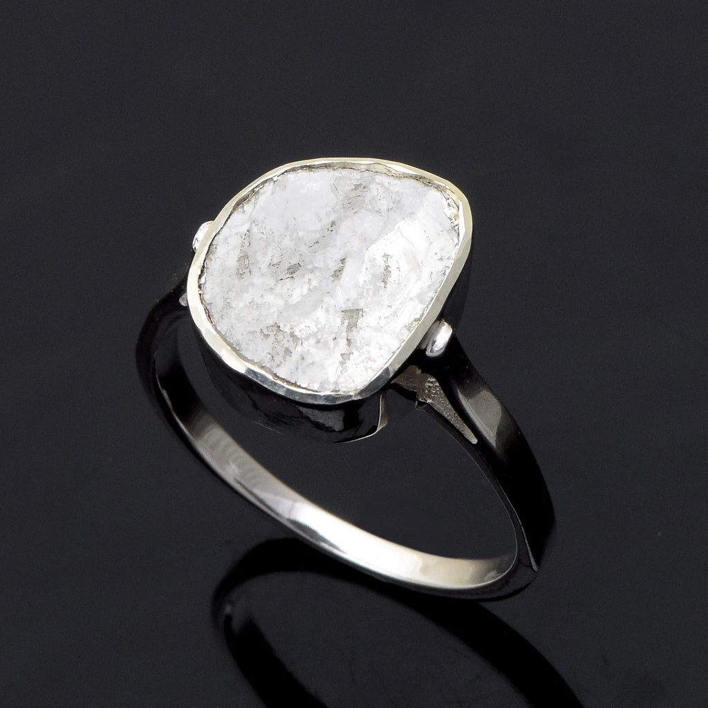 0.70 CTW Natural Slice Diamond Polki Solitaire Ring 925 Sterling Silver R927103