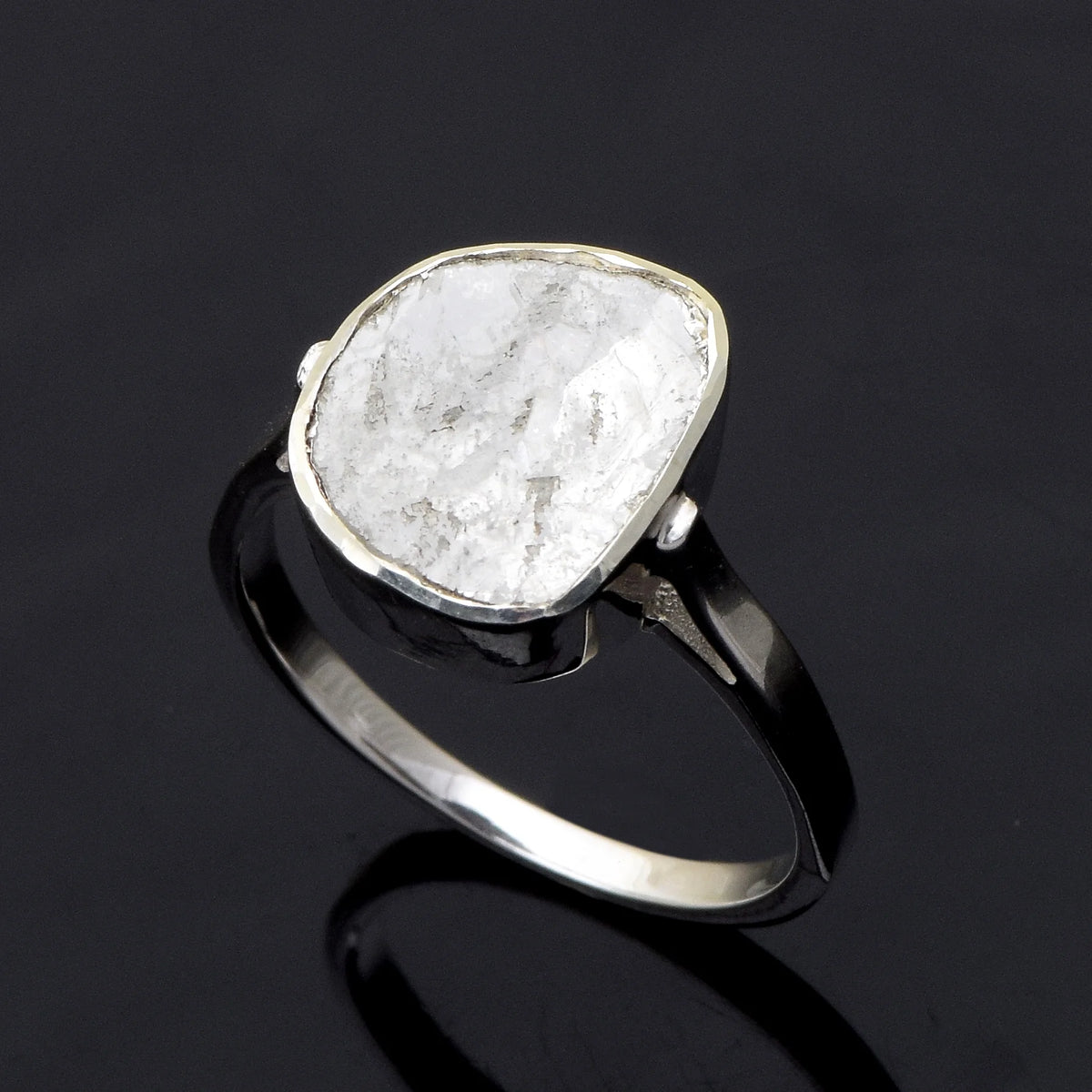 0.70 CTW Natural Slice Diamond Polki Solitaire Ring 925 Sterling Silver R927103