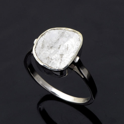0.70 CTW Natural Slice Diamond Polki Solitaire Ring 925 Sterling Silver R927103