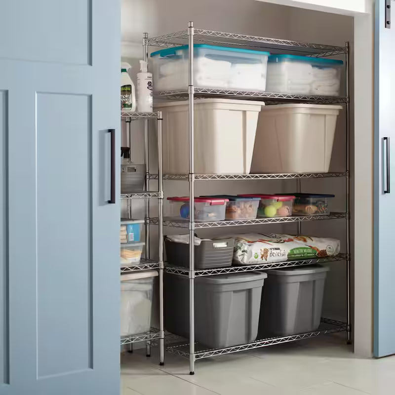 6-Tier Heavy Duty Steel Wire Shelving Unit Chrome F90856