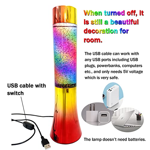 14" Glitter Liquid Motion Lamp LED Red Pink Purple Blue Multiple Colors T5859
