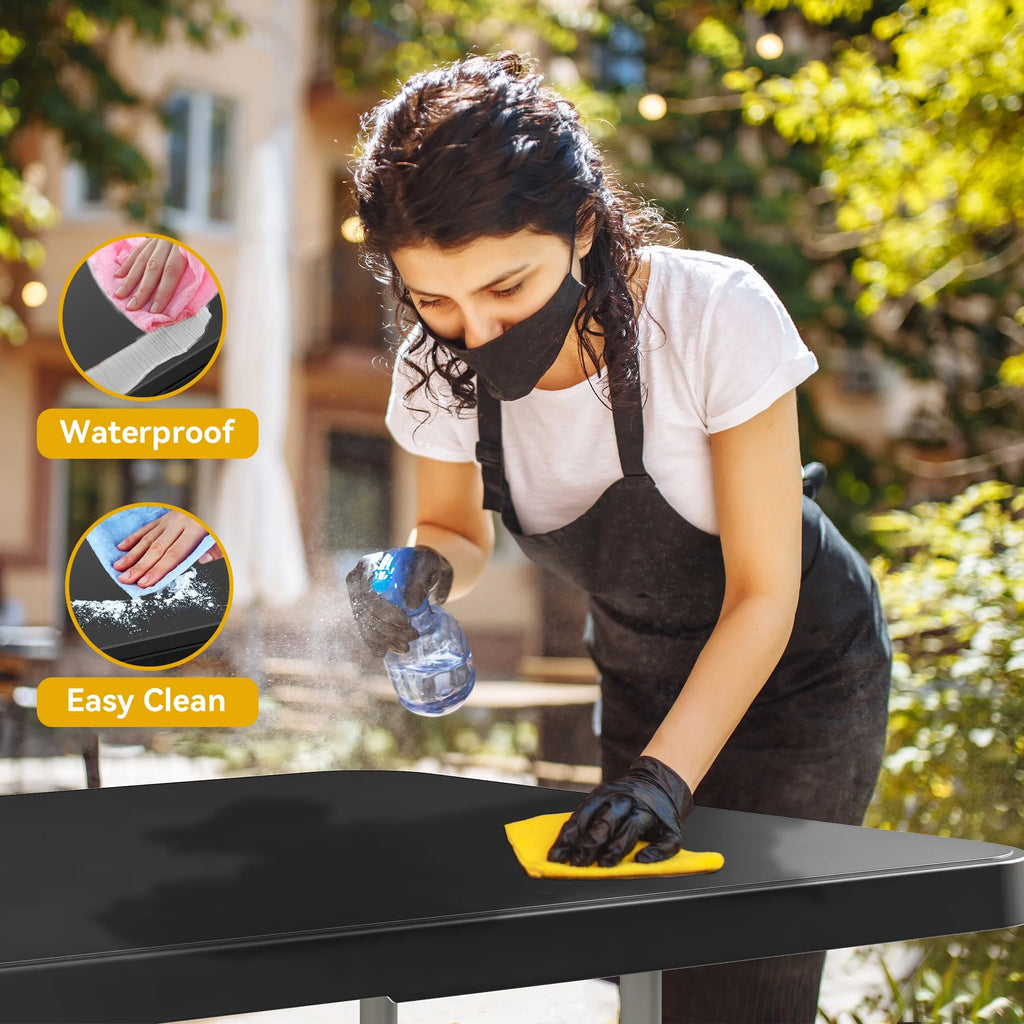 8FT Heavy Duty Folding Table with Carrying Handle, Black G5677