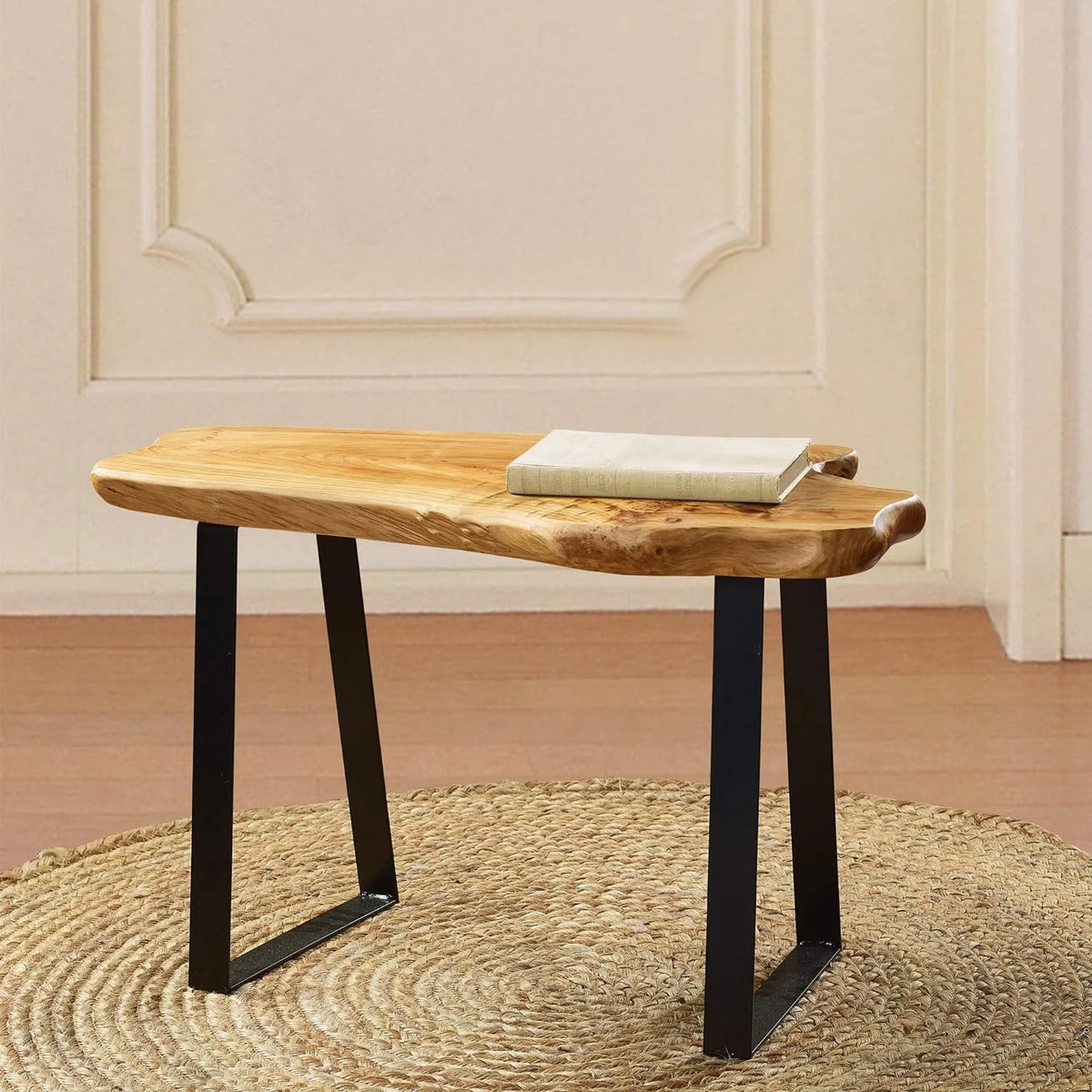 Cedar Wood Stool with Flat Iron Leg R18662