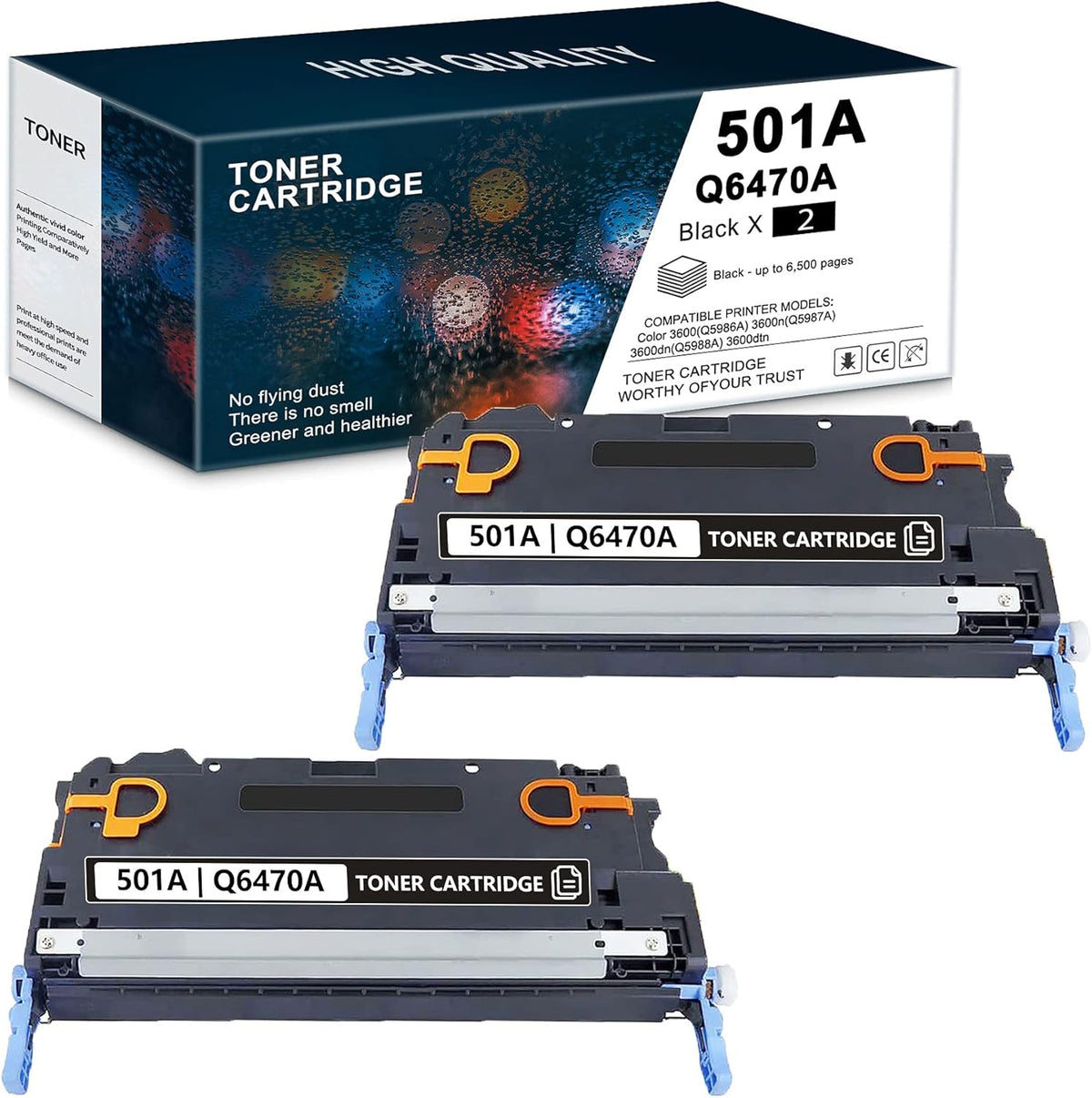2 Pack Black Compatible Toner Cartridge for HP Color 3600 Printer E364