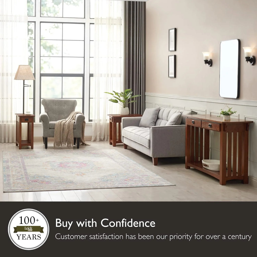 Medium Oak Two Drawer Console Table with Shelf N19581
