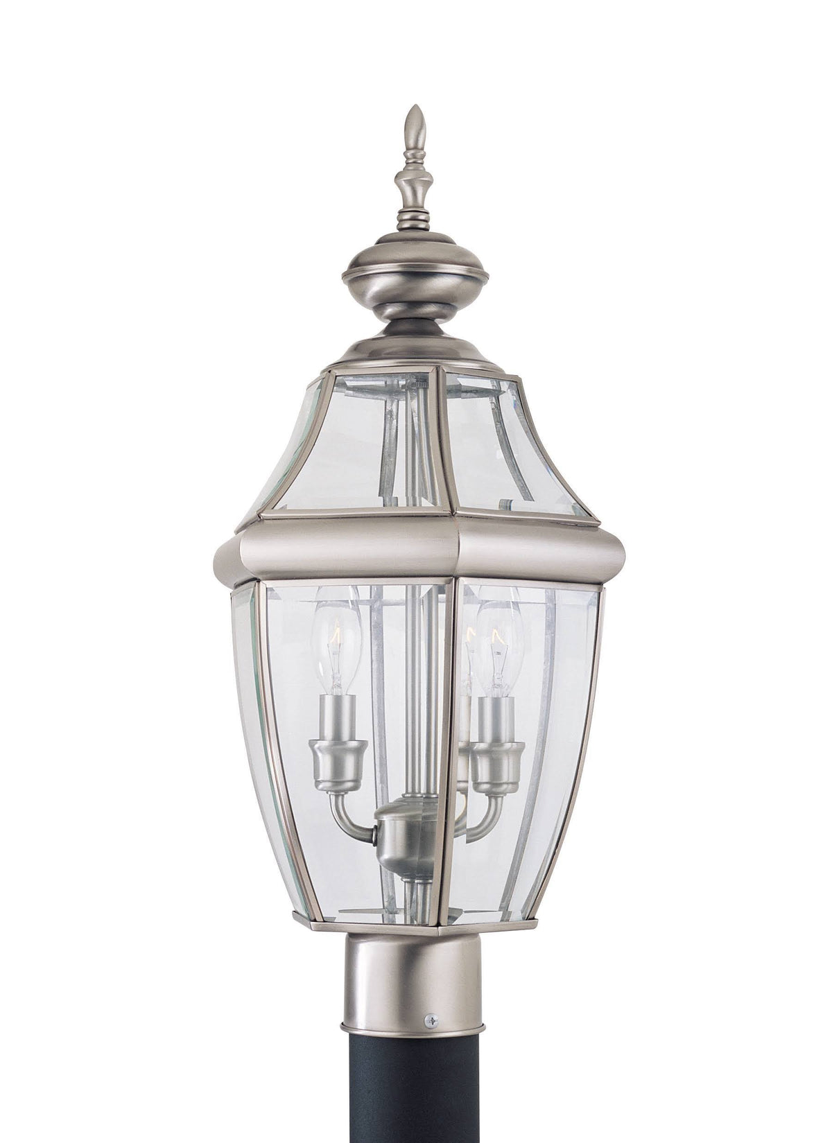 Two Light Outdoor Post Lantern Antique Brushed Nickel F2050