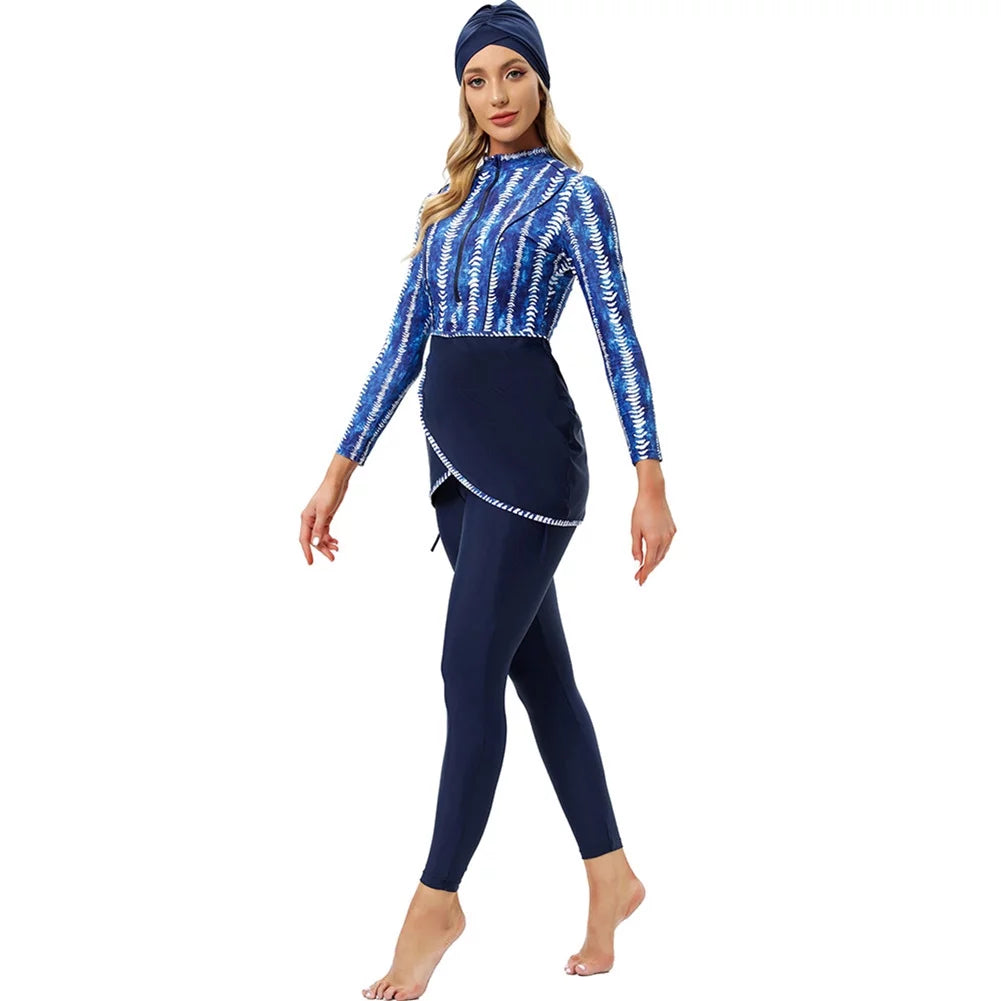 3 Pieces Long Sleeve Modest Swimwear Burkini B53070