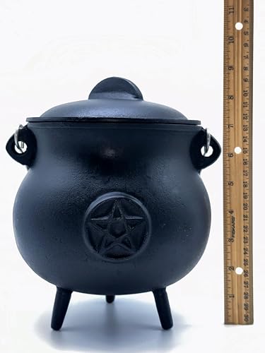7.5" Diameter Cast Iron Cauldron with Lid and Handle M451