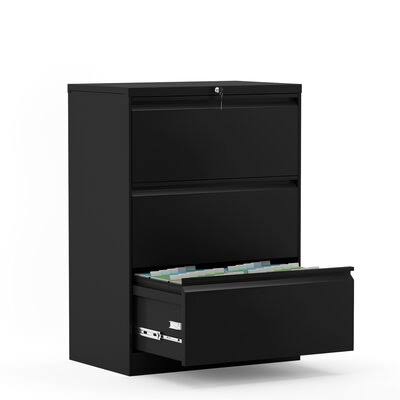 Black 3 Drawer Folding Lateral File Cabinet R6273