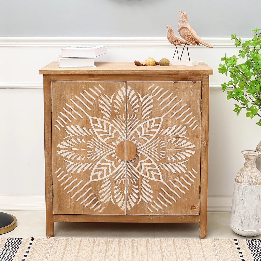 Natural Wood 2-Door Storage Cabinet E697118
