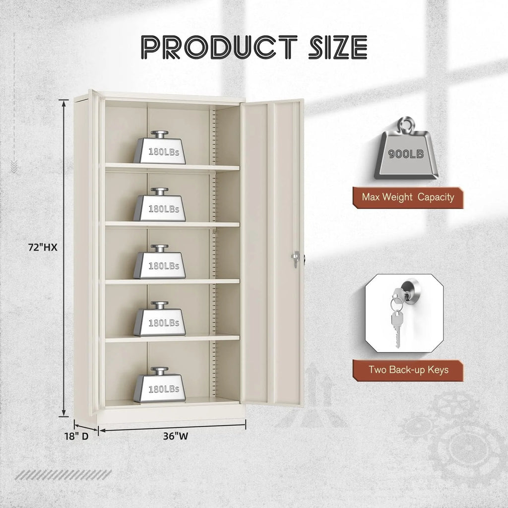 Black Metal Storage Cabinet with Locking Doors and Adjustable Shelves U783892