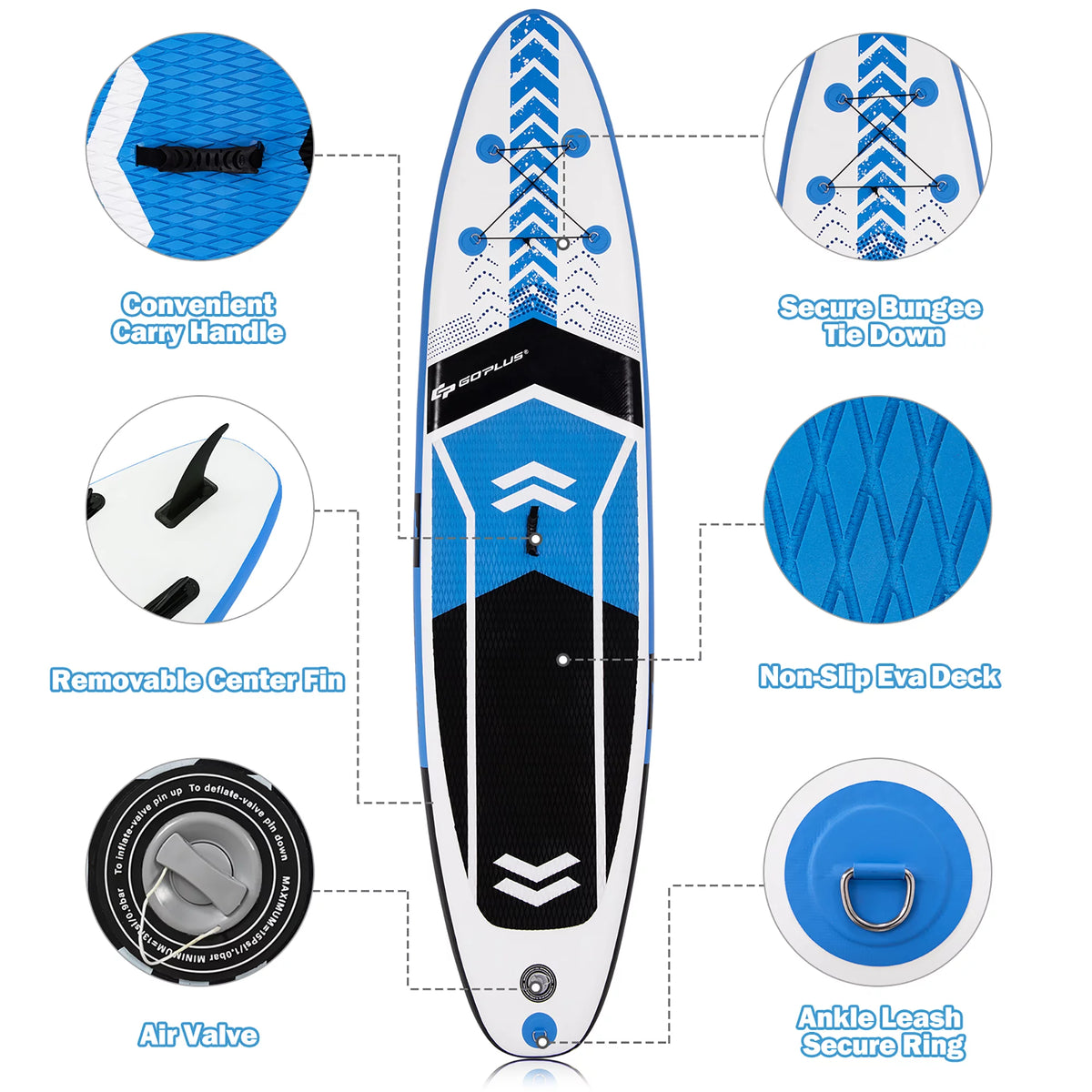 10'5'' Inflatable Stand Up Paddle Board with Carrying Bag T26334