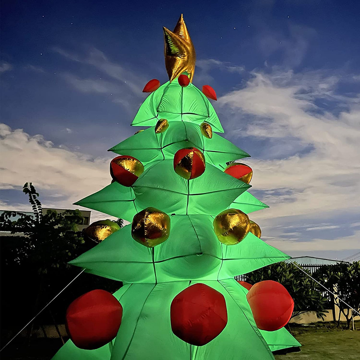 26Ft Tall Inflatable Green Christmas Tree with Multicolor Gift Boxes and Star G450