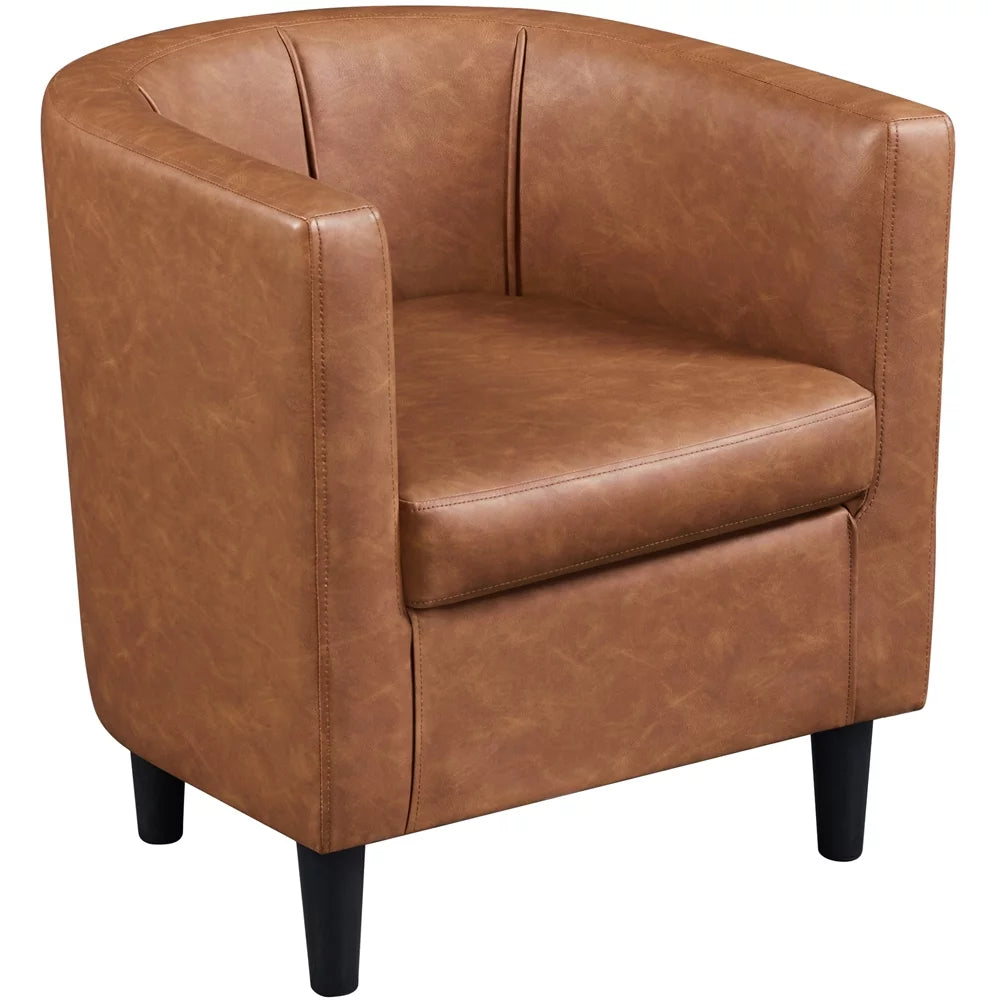 Brown Faux Leather Upholstered Accent Chair E757170