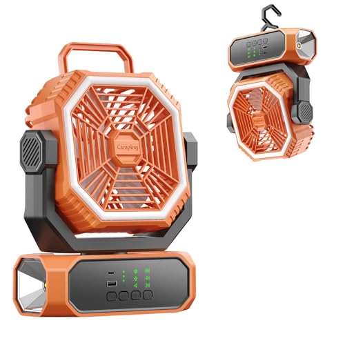 Portable Fan with LED Lantern, 20000mAh Rechargeable Battery, 3 Speeds Y60436
