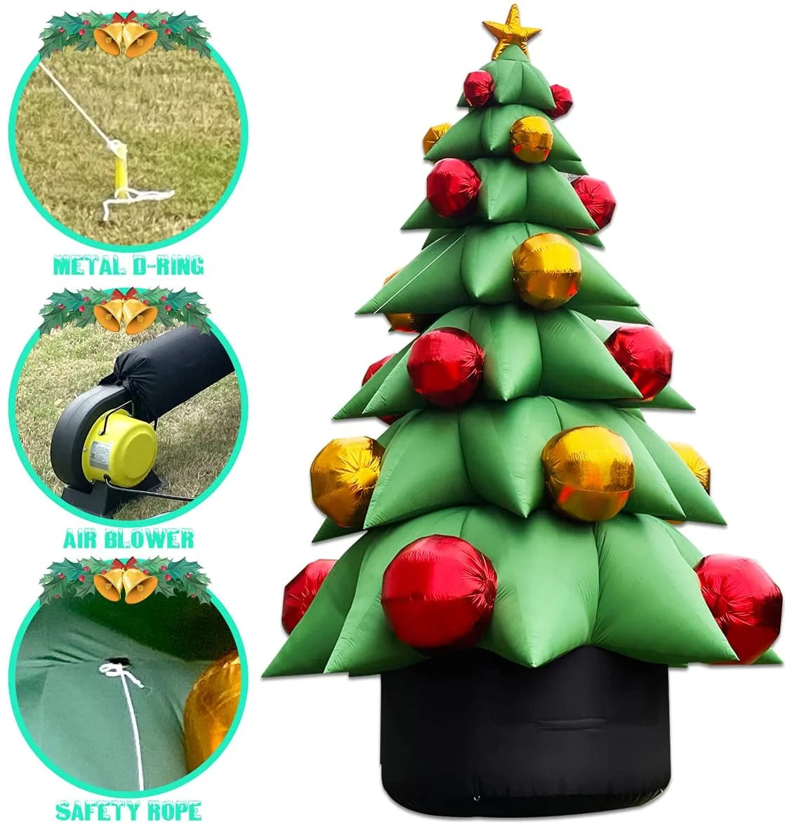 26Ft Tall Inflatable Green Christmas Tree with Multicolor Gift Boxes and Star G450