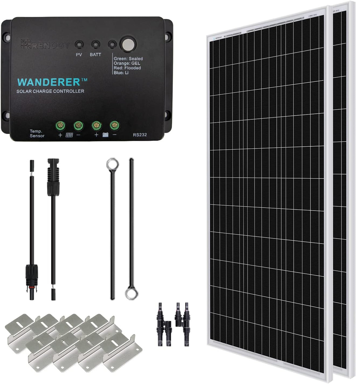 200 Watt 12 Volt Monocrystalline Solar Panel Starter Kit with 30A PWM Charge Controller D708267