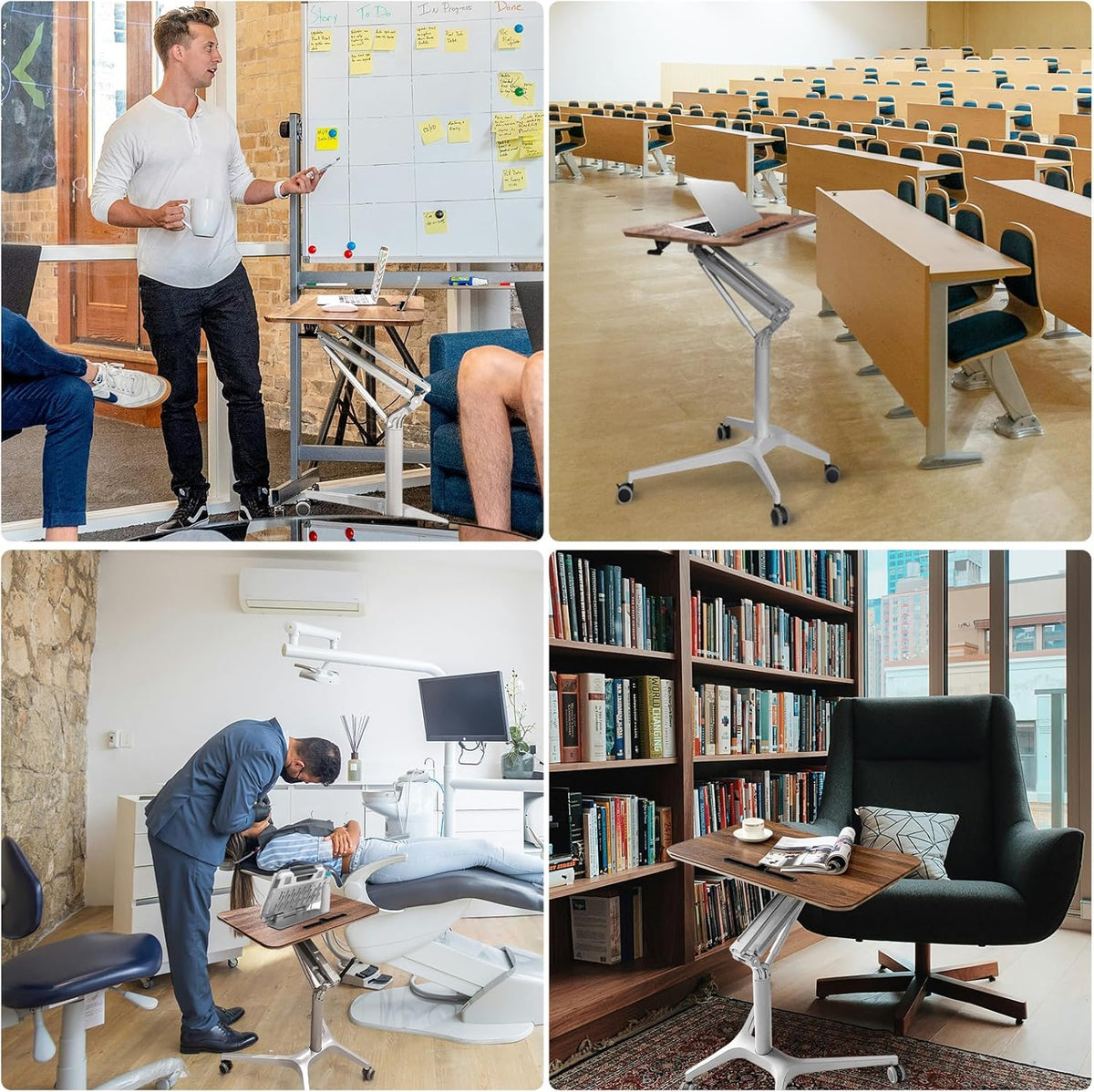 Adjustable Height Rolling Laptop Stand Desk with Wheels P257