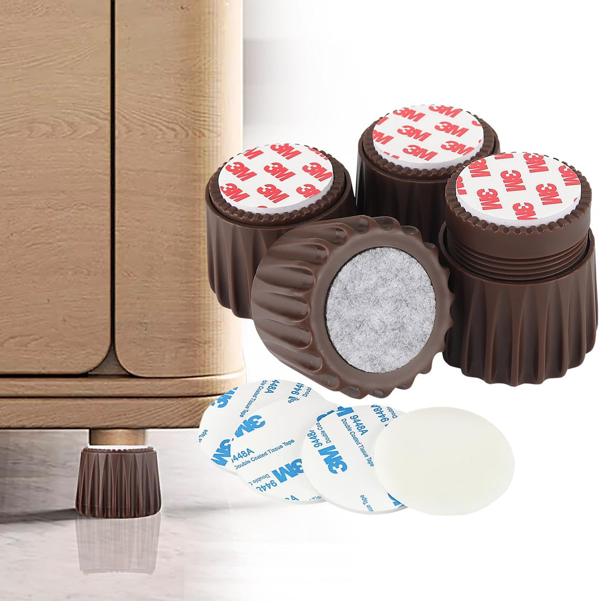 Adjustable Furniture Bed Risers 2.1-2.8 inch Durable Plastic Silicone Anti Slip 4 pcs T578