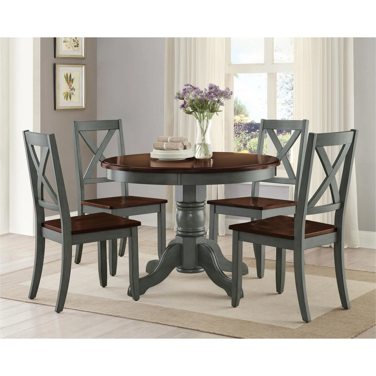 Blue & Mocha Finish Dining Table Z1718