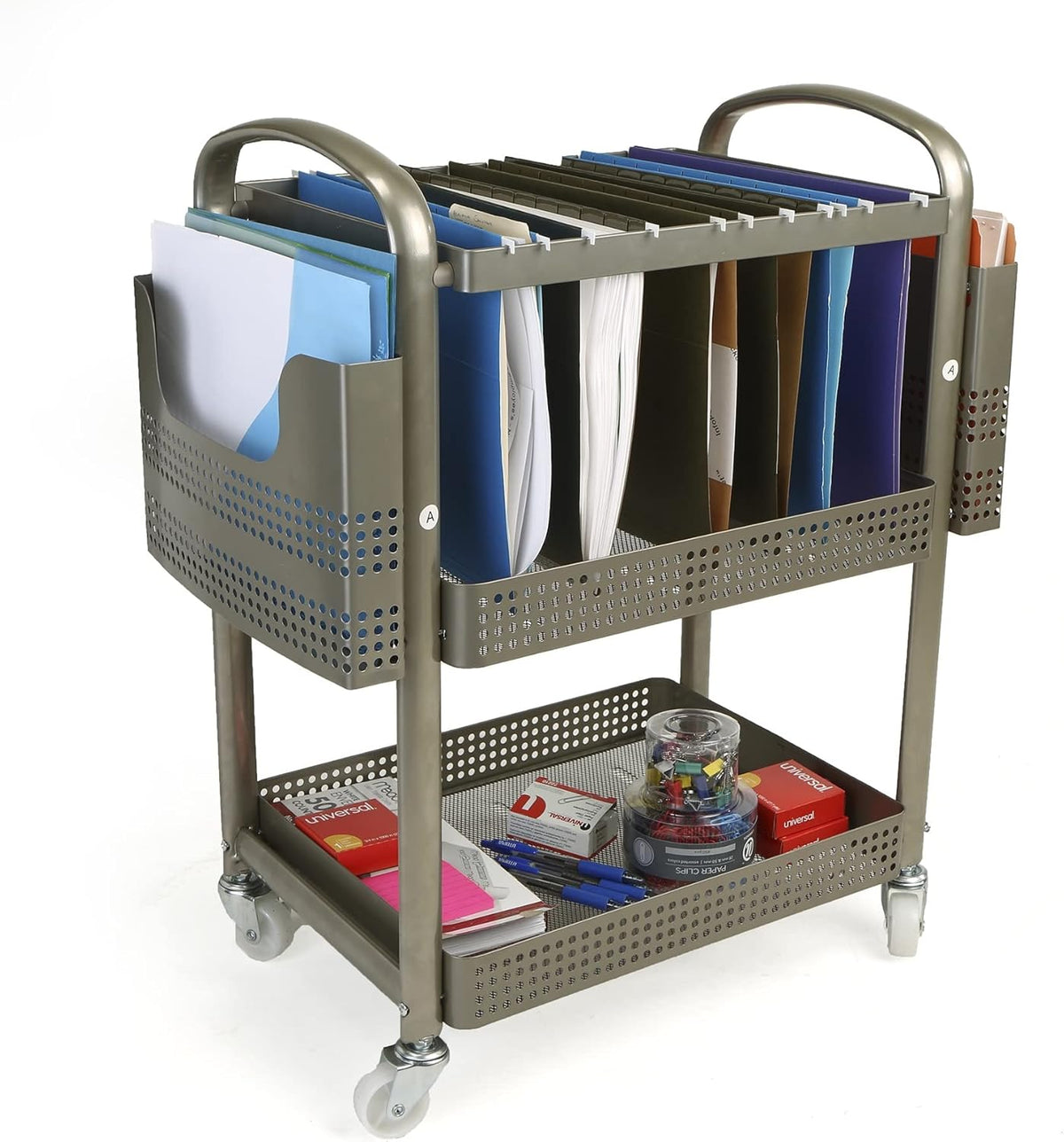 Silver Metal Mobile File Cart V63687