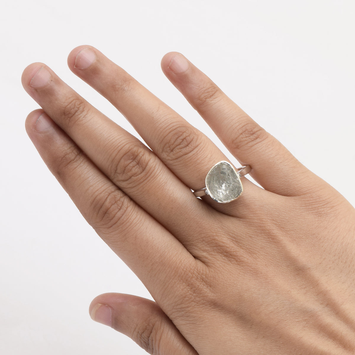 0.70 CTW Natural Slice Diamond Polki Solitaire Ring 925 Sterling Silver R927103