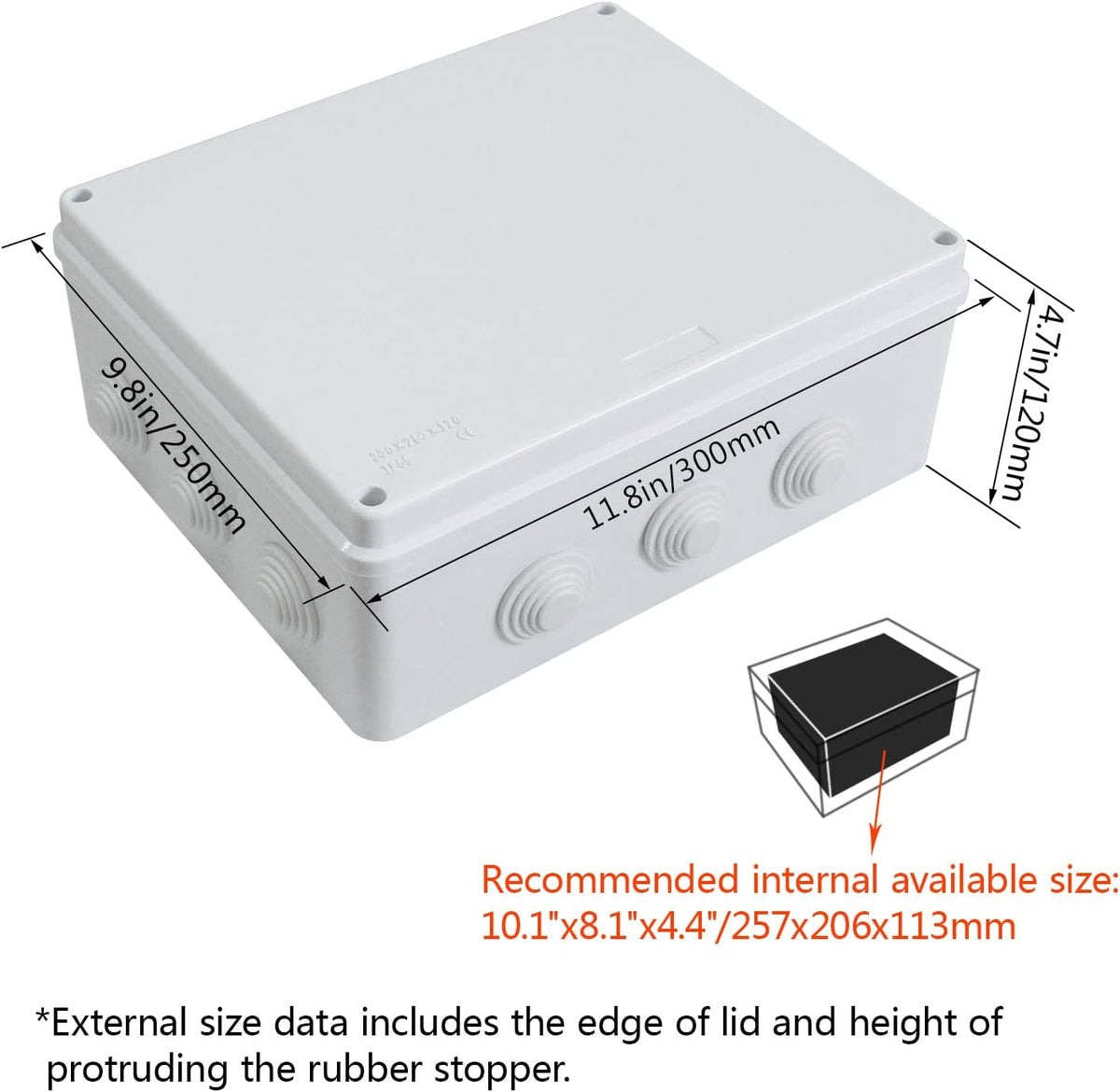 White ABS Plastic IP65 Junction Box 11.8 x 9.8 x 4.7 inch Pack of 2 P506