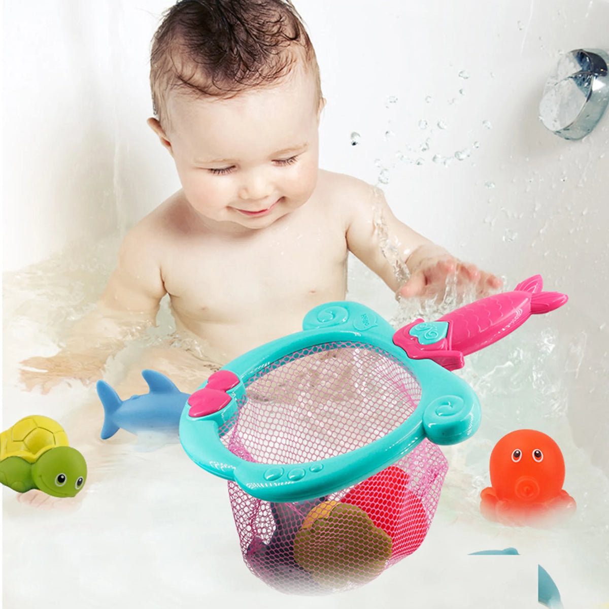 Color Changing Floating Baby Bath Toys with Net Y629