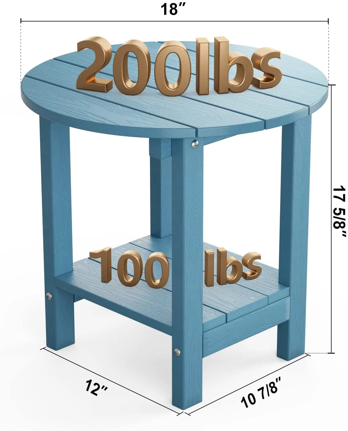 18 Inch 2-Tier Plastic Outdoor Side Table with Storage Shelf F240098