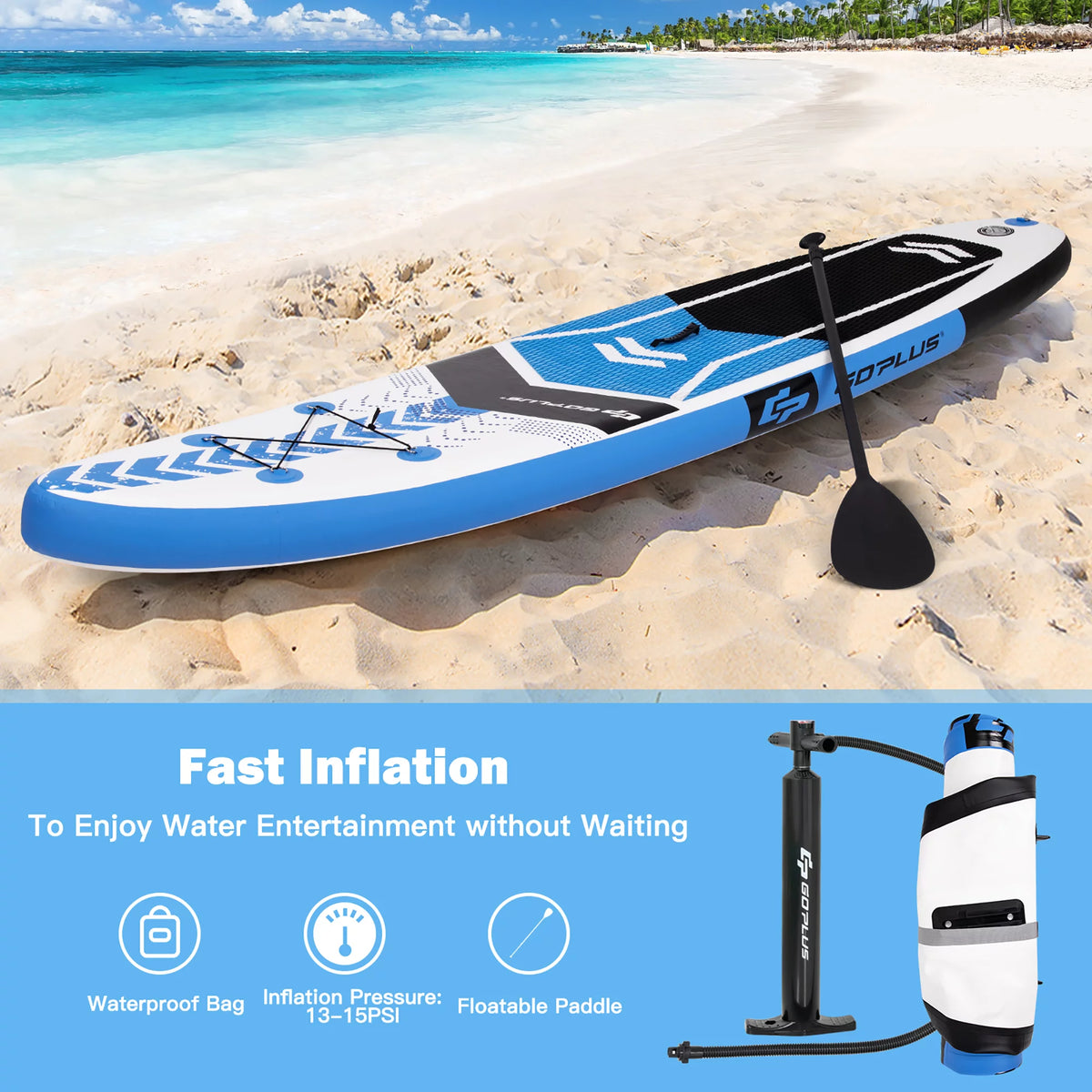 10'5'' Inflatable Stand Up Paddle Board with Carrying Bag T26334