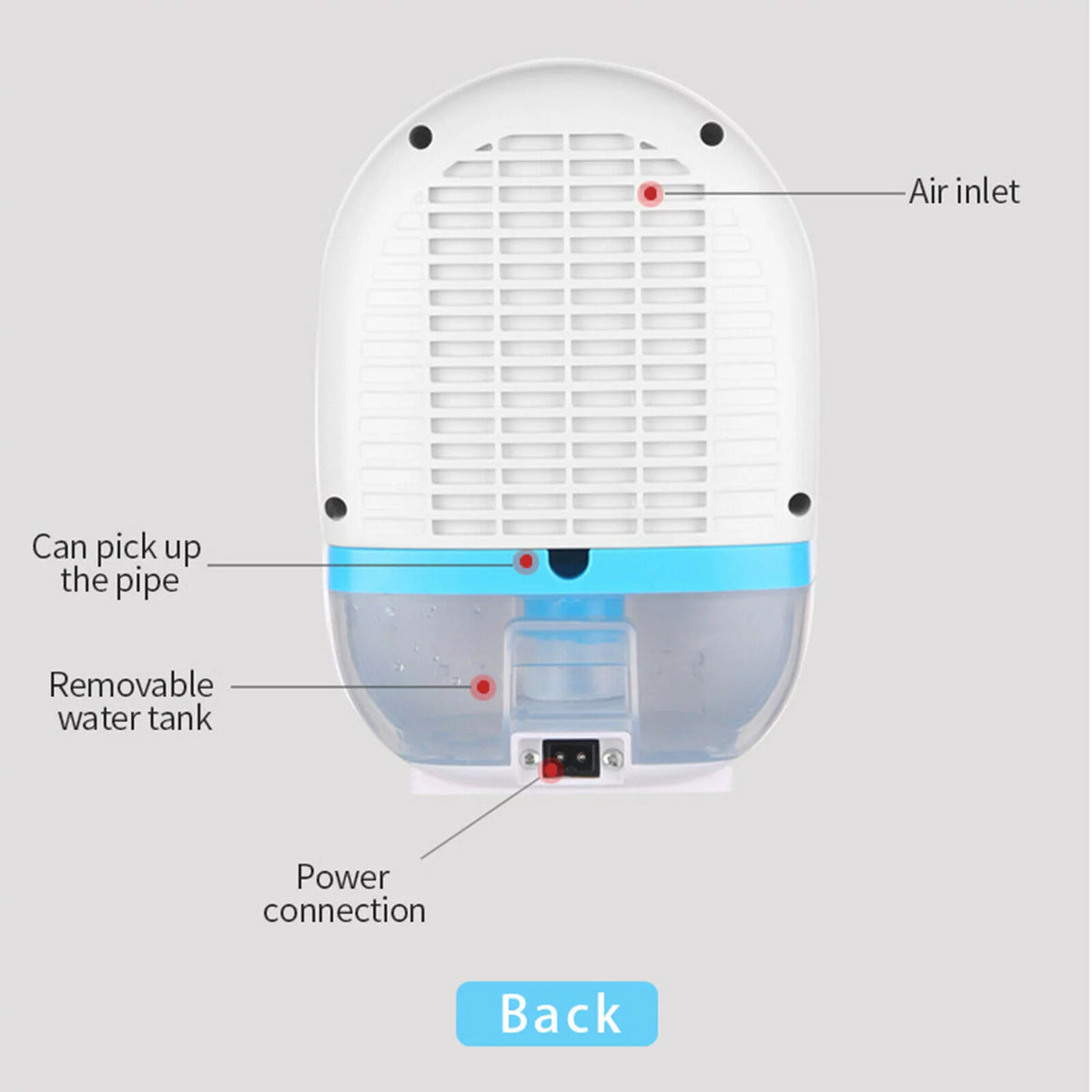 Mini Remote Control Dehumidifier 500ml Water Tank White F605838