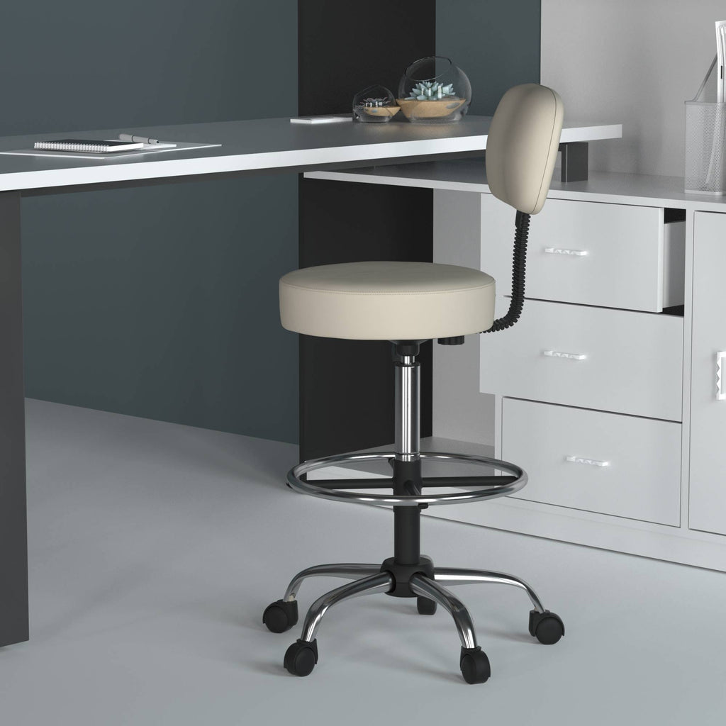 Beige Caressoft Medical Drafting Stool with Back Cushion E578936