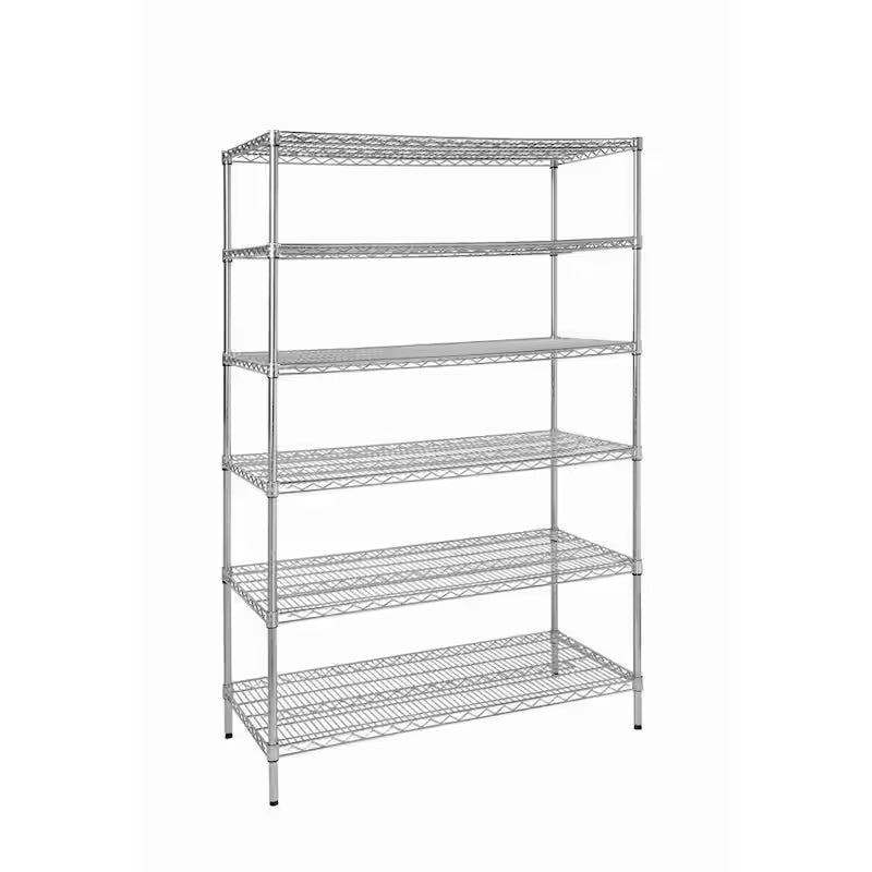 6-Tier Heavy Duty Steel Wire Shelving Unit Chrome F90856