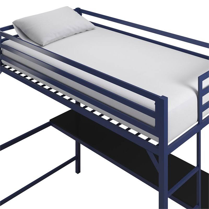 Twin Metal Loft Bed with Desk in Blue N98713