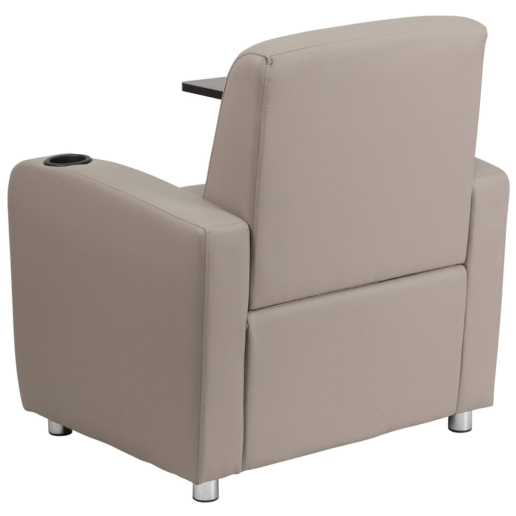 Gray Leather Guest Chair with Tablet Arm and Cup Holder H46770