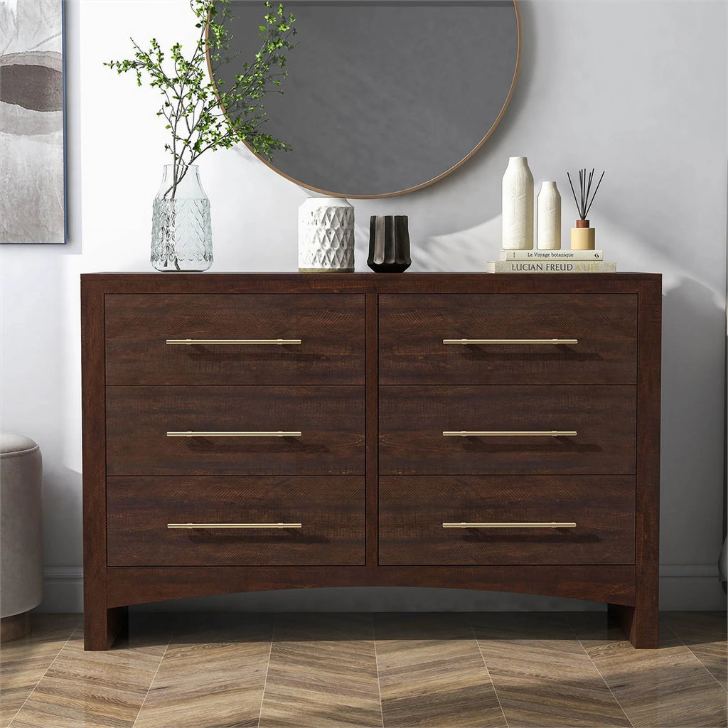 Contemporary Wood 6-Drawer Dresser U7955