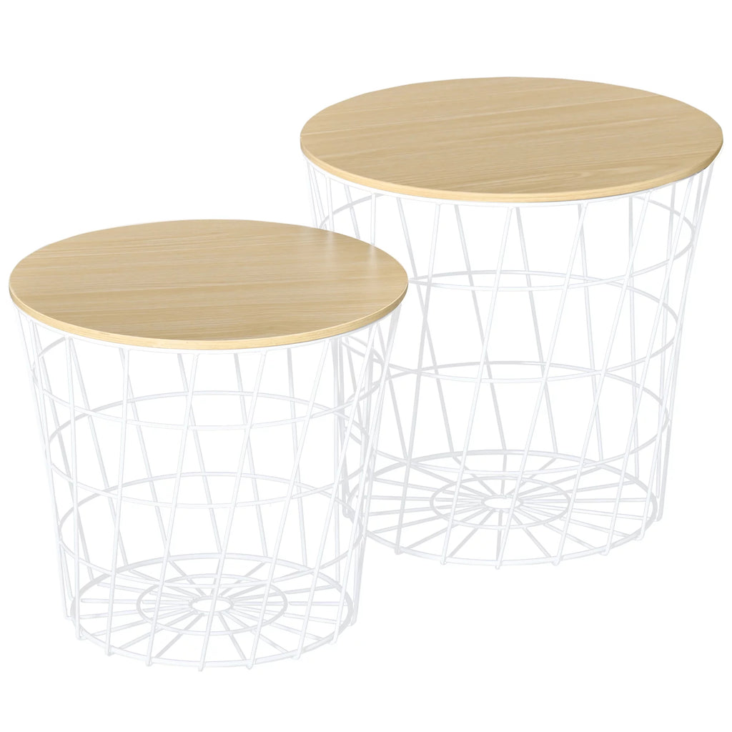 Set of 2 Round Side Tables with Storage V72796
