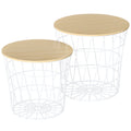 Set of 2 Round Side Tables with Storage V72796