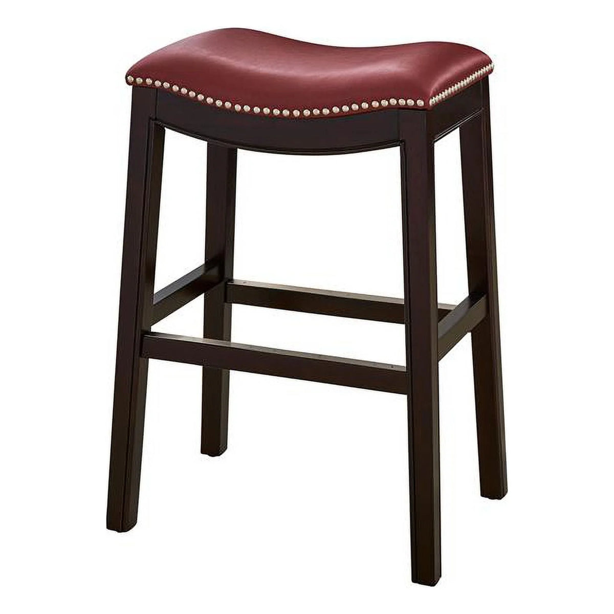 2 Piece Faux Leather Counter Height Barstool Set in Red N72468