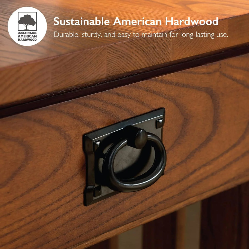 Medium Oak Two Drawer Console Table with Shelf N19581
