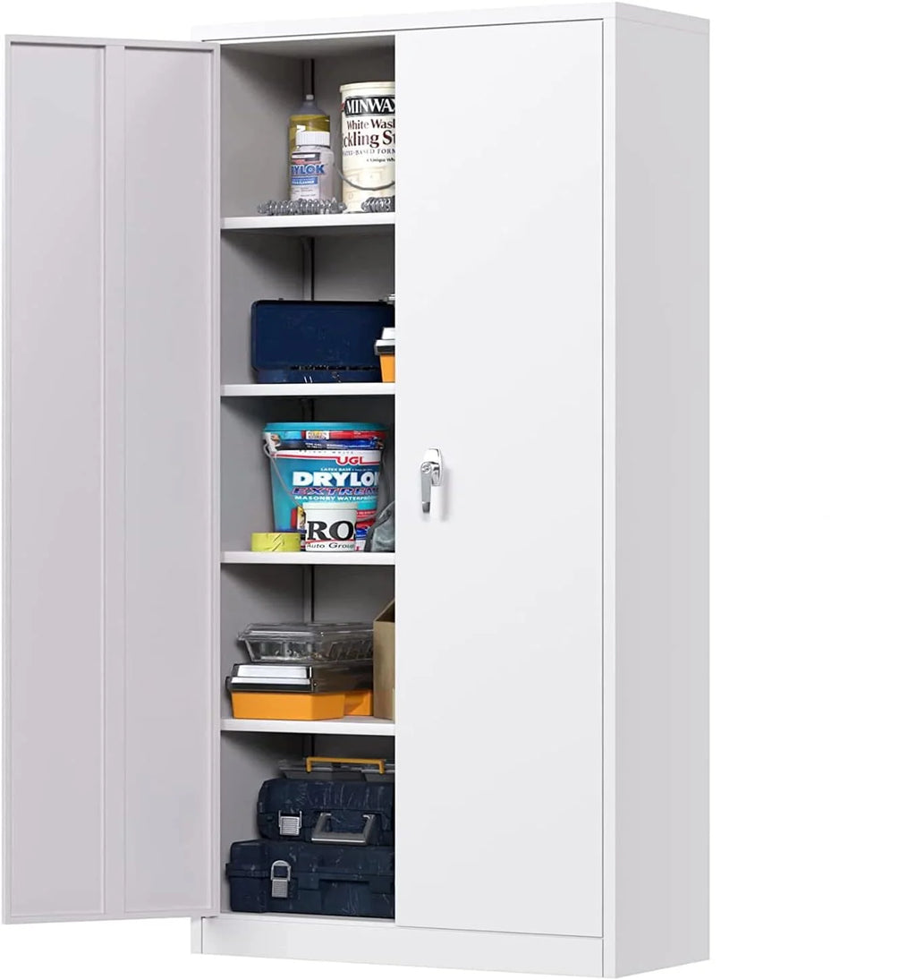 Black Metal Storage Cabinet with Locking Doors and Adjustable Shelves U783892