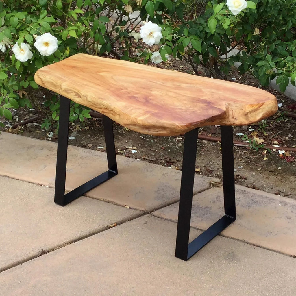 Cedar Wood Stool with Flat Iron Leg R18662