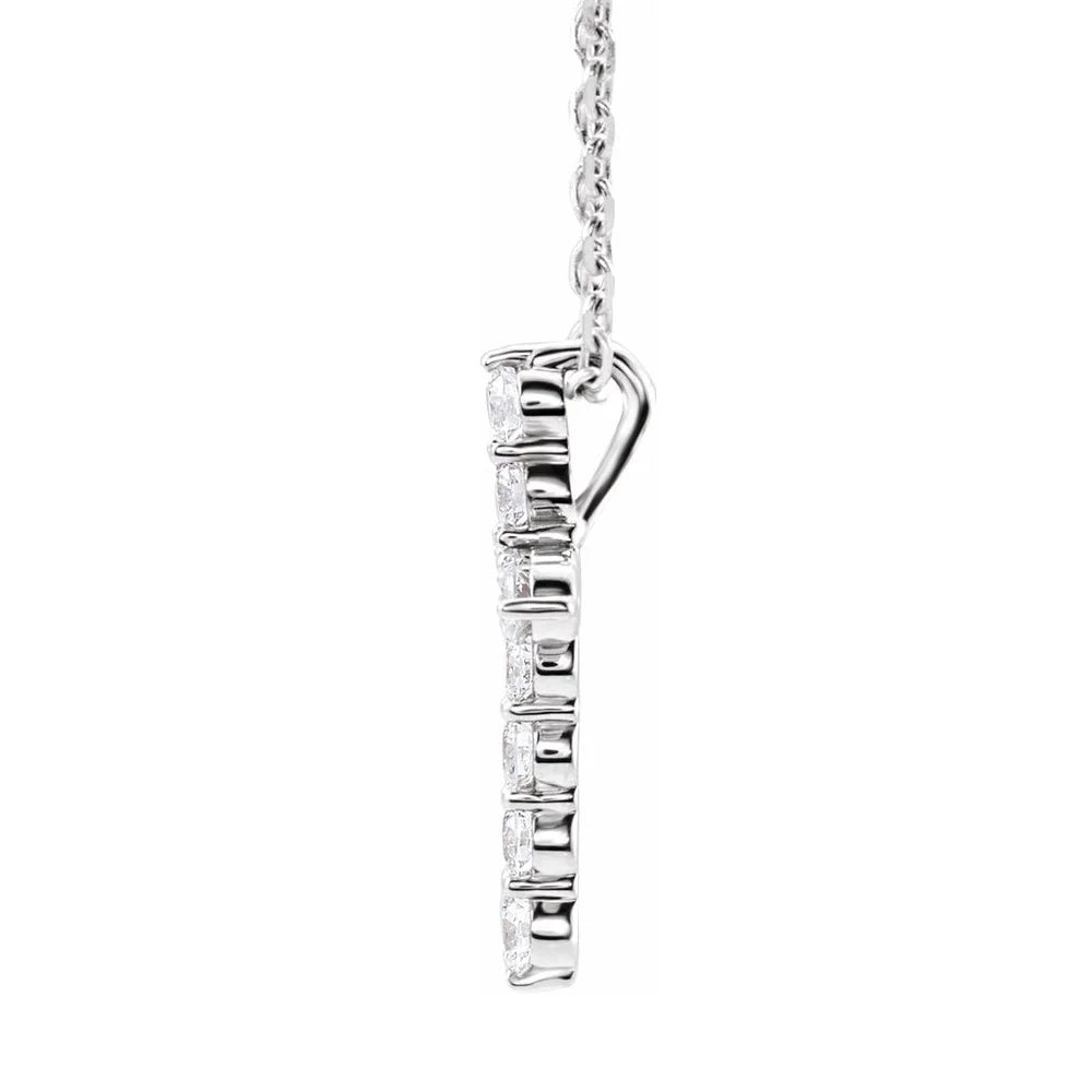 14K White Gold Diamond Cross Necklace S88730