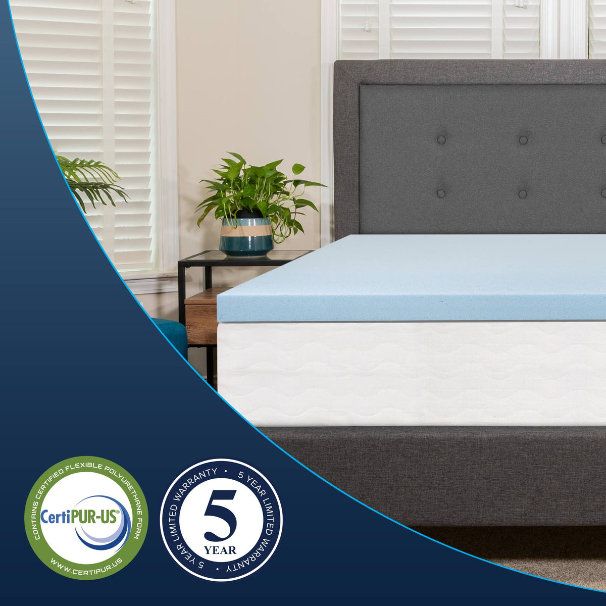 2 inch Cool Gel Memory Foam Mattress Topper Full Z549101